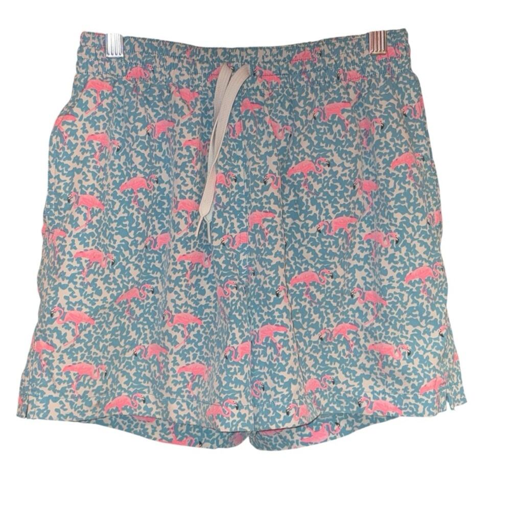 Chubbies Vibrant Pink and Beach Bird Blue Print Men's Swim Trunks Shorts Size‎ S
